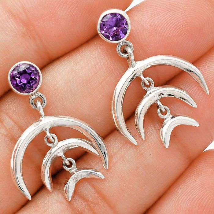 African Amethyst Earrings EXE01290 E-1249, 6x6 mm