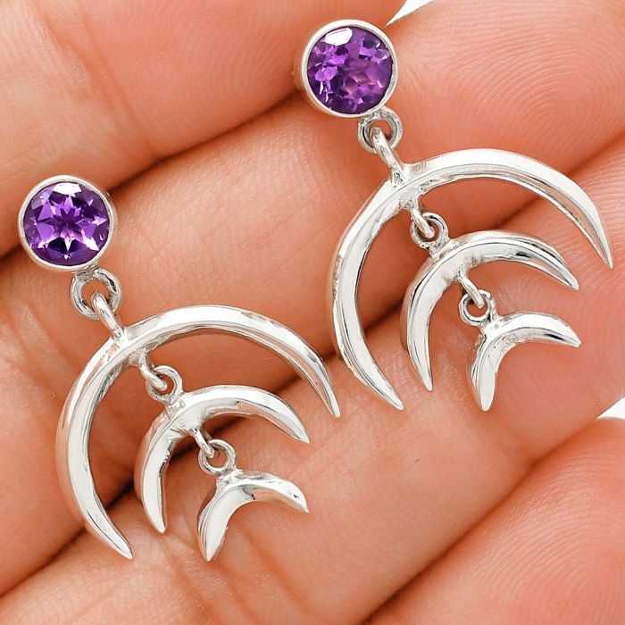 African Amethyst Earrings EXE01295 E-1249, 6x6 mm