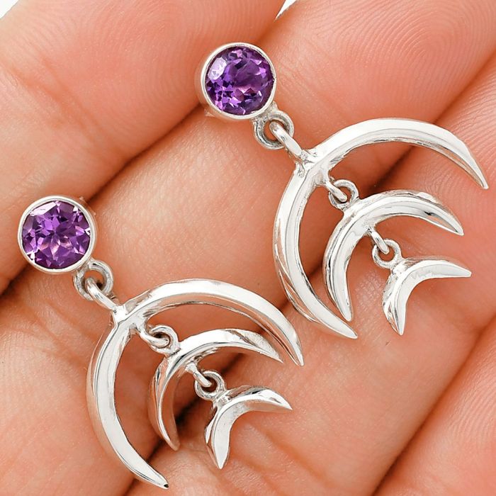 African Amethyst Earrings EXE01297 E-1249, 6x6 mm