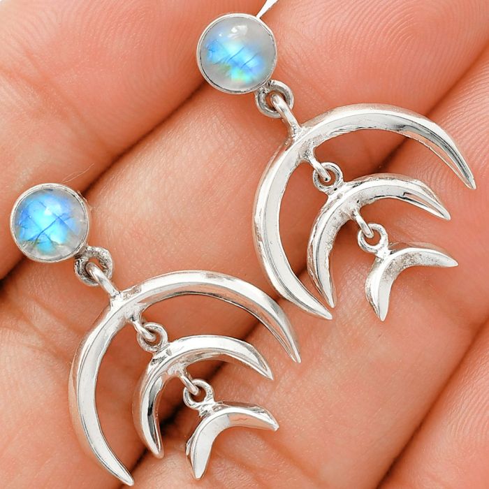 Rainbow Moonstone Earrings EXE01312 E-1249, 6x6 mm