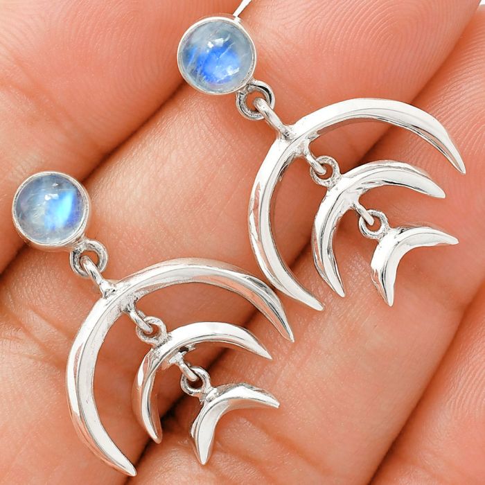 Rainbow Moonstone Earrings EXE01313 E-1249, 6x6 mm