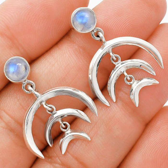 Rainbow Moonstone Earrings EXE01316 E-1249, 6x6 mm