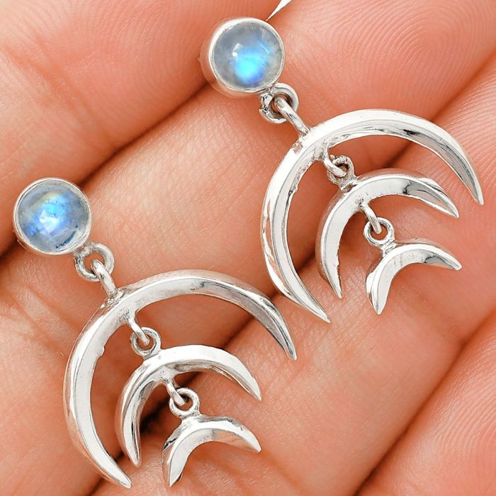 Rainbow Moonstone Earrings EXE01318 E-1249, 6x6 mm