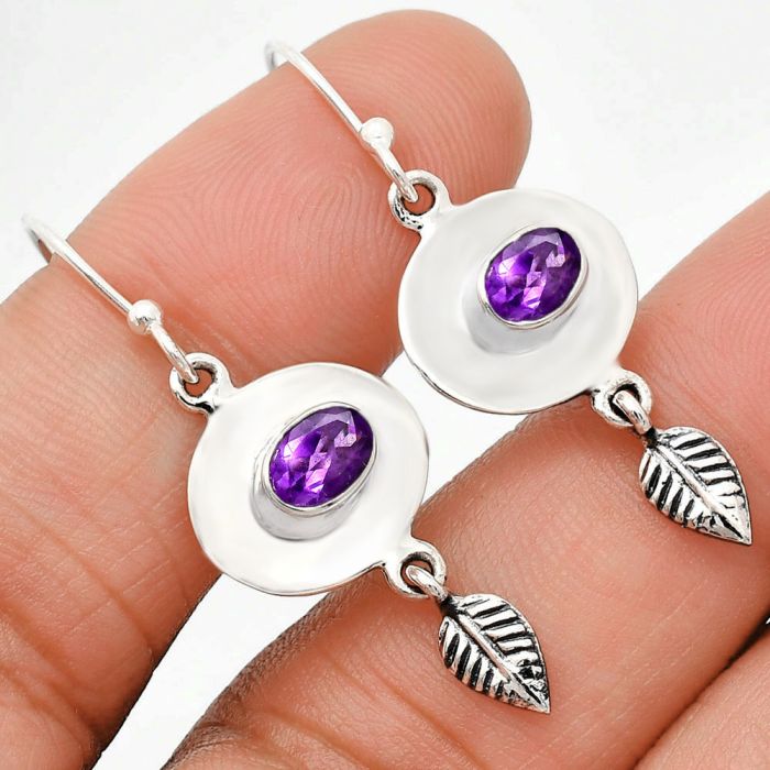 African Amethyst Earrings EXE01567 E-1230, 4x6 mm