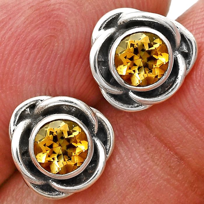 Citrine Stud Earrings EXE01650 E-1248, 5x5 mm