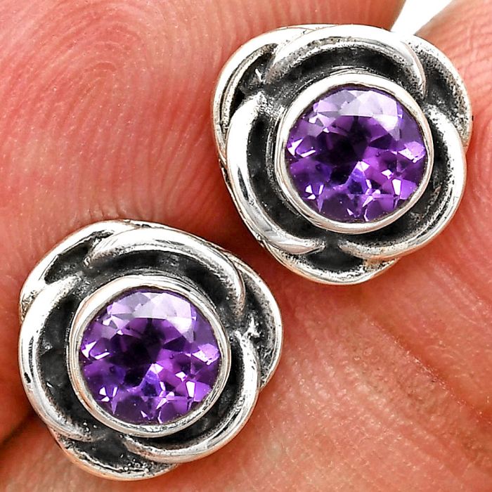 Amethyst Stud Earrings EXE01667 E-1248, 5x5 mm