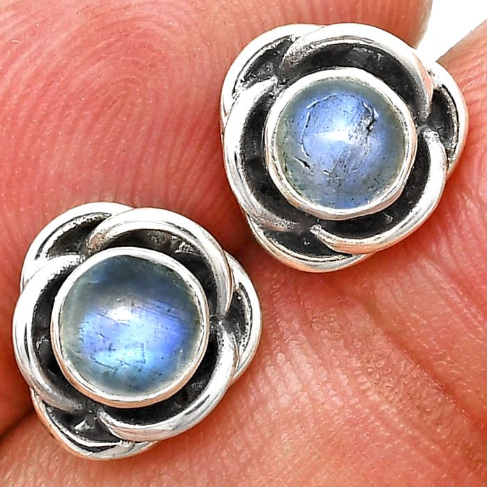 Rainbow Moonstone Stud Earrings EXE01686 E-1248, 5x5 mm