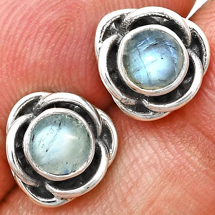 Rainbow Moonstone Stud Earrings EXE01687 E-1248, 5x5 mm