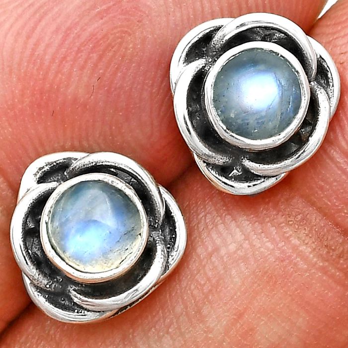 Rainbow Moonstone Stud Earrings EXE01689 E-1248, 5x5 mm