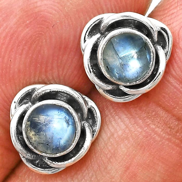 Rainbow Moonstone Stud Earrings EXE01690 E-1248, 5x5 mm