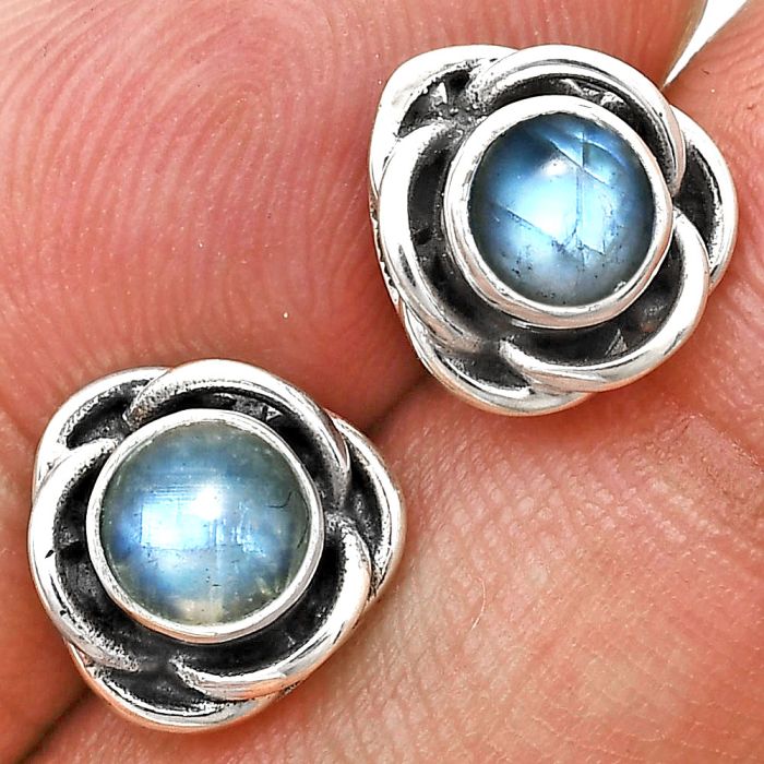 Rainbow Moonstone Stud Earrings EXE01691 E-1248, 5x5 mm