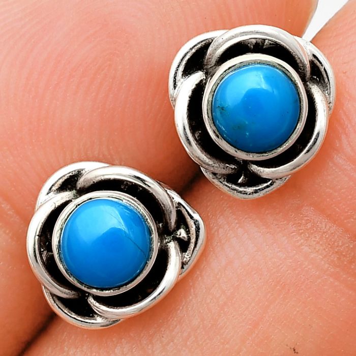 Sleeping Beauty Turquoise Stud Earrings EXE01707 E-1248, 5x5 mm