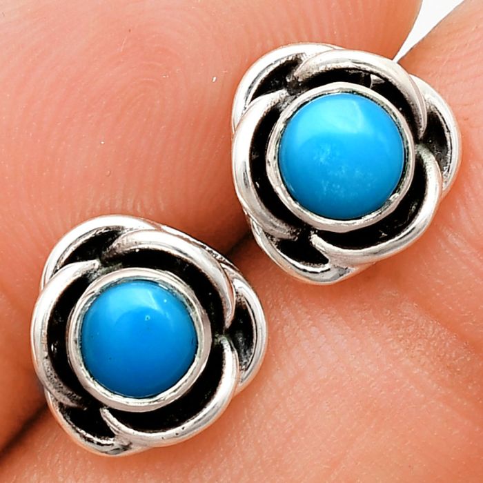 Sleeping Beauty Turquoise Stud Earrings EXE01711 E-1248, 5x5 mm