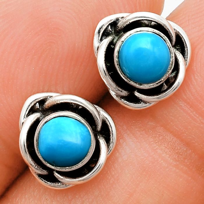 Sleeping Beauty Turquoise Stud Earrings EXE01712 E-1248, 5x5 mm