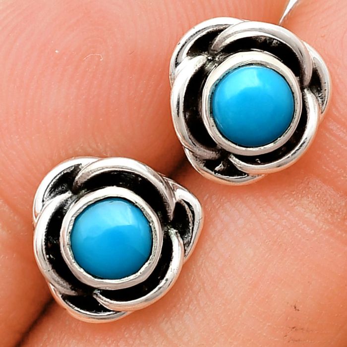 Sleeping Beauty Turquoise Stud Earrings EXE01713 E-1248, 5x5 mm