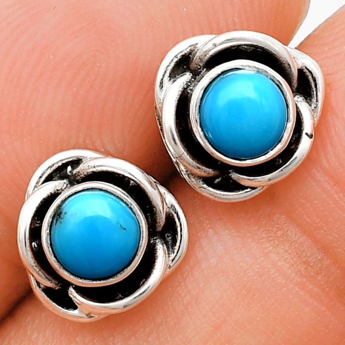 Sleeping Beauty Turquoise Stud Earrings EXE01714 E-1248, 5x5 mm