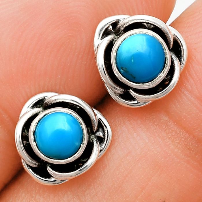 Sleeping Beauty Turquoise Stud Earrings EXE01715 E-1248, 5x5 mm