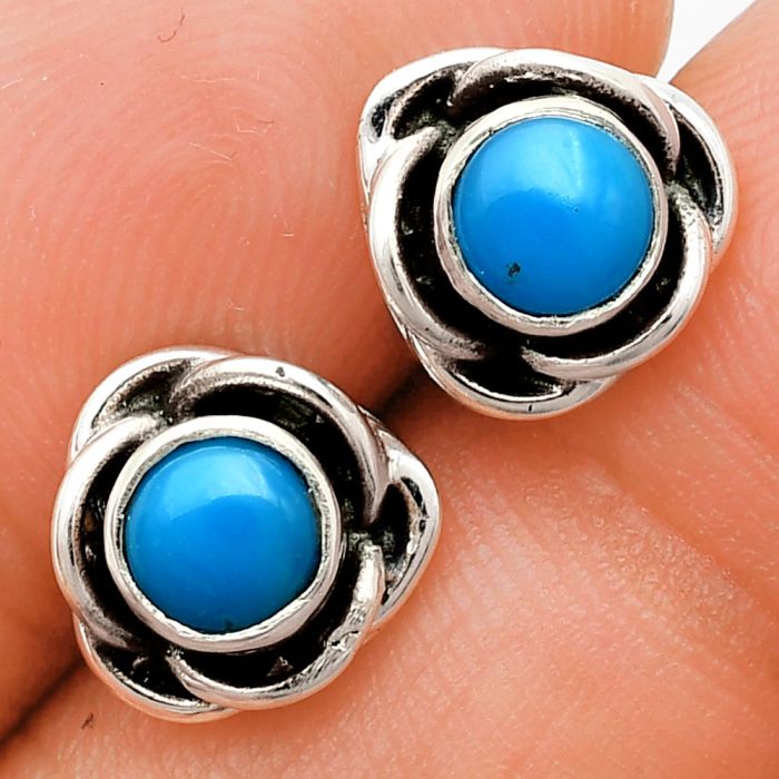 Sleeping Beauty Turquoise Stud Earrings EXE01717 E-1248, 5x5 mm