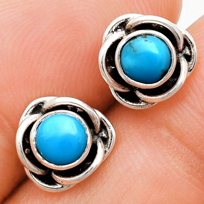 Sleeping Beauty Turquoise Stud Earrings EXE01718 E-1248, 5x5 mm