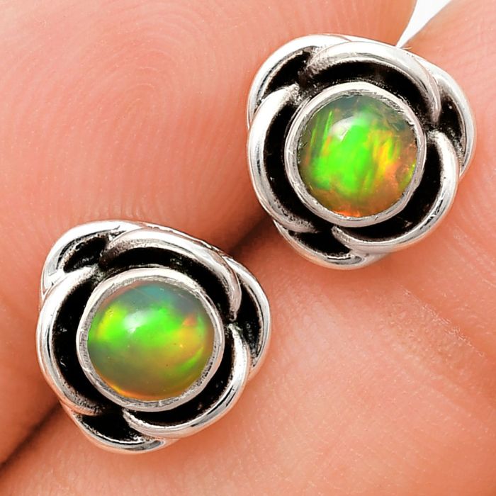 Ethiopian Opal Stud Earrings EXE01734 E-1248, 5x5 mm