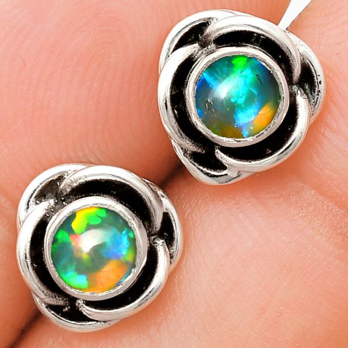 Ethiopian Opal Stud Earrings EXE01735 E-1248, 5x5 mm