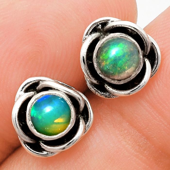 Ethiopian Opal Stud Earrings EXE01739 E-1248, 5x5 mm