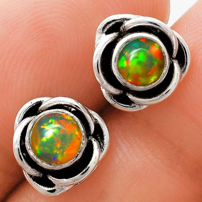 Ethiopian Opal Stud Earrings EXE01741 E-1248, 5x5 mm