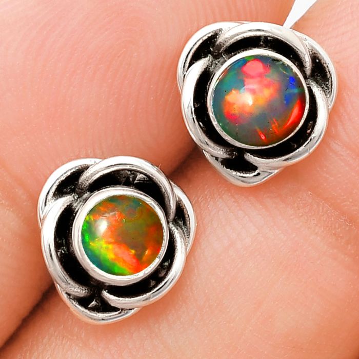 Ethiopian Opal Stud Earrings EXE01742 E-1248, 5x5 mm