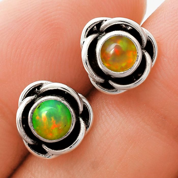 Ethiopian Opal Stud Earrings EXE01743 E-1248, 5x5 mm