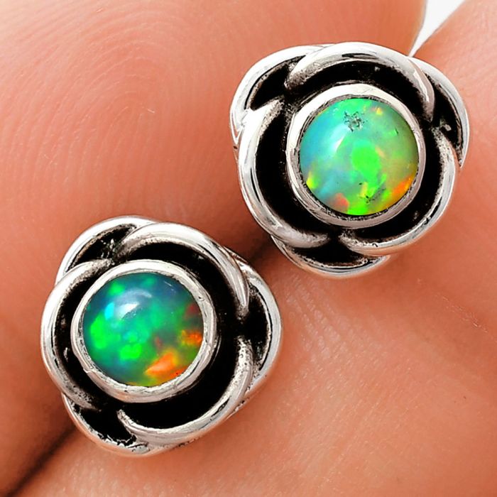 Ethiopian Opal Stud Earrings EXE01744 E-1248, 5x5 mm