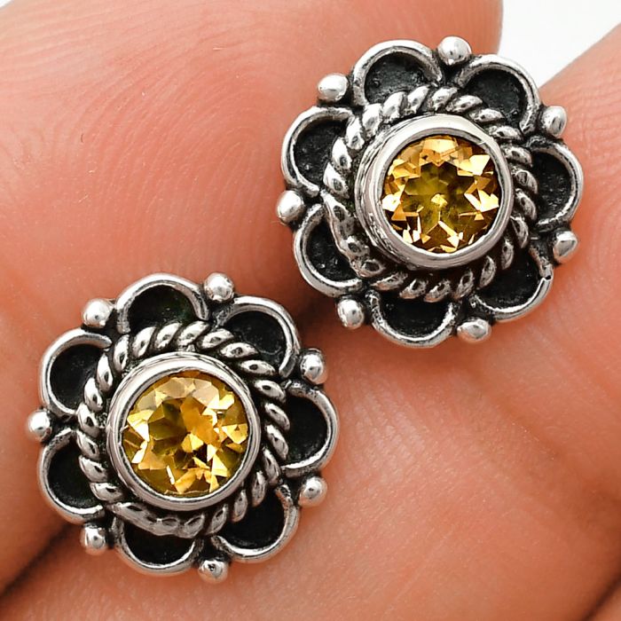 Citrine Stud Earrings EXE01762 E-1121, 5x5 mm