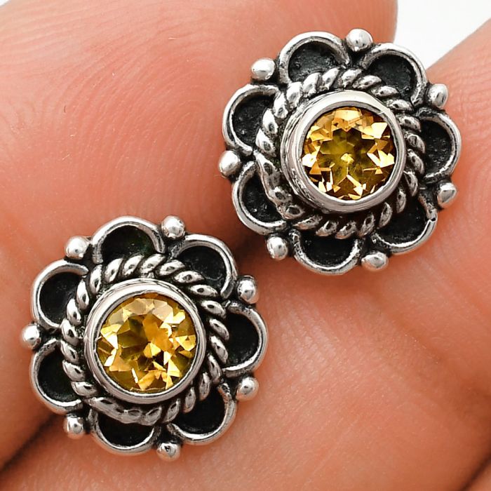 Citrine Stud Earrings EXE01765 E-1121, 5x5 mm