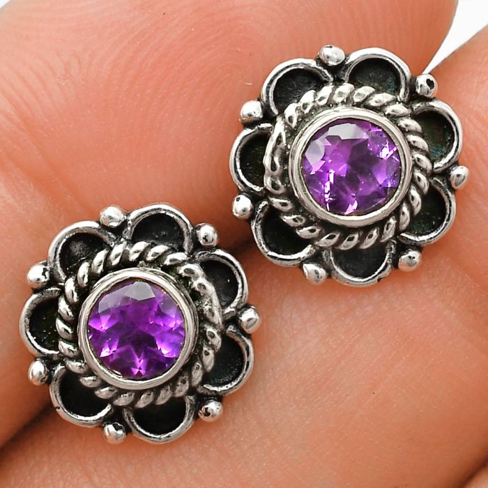 Amethyst Stud Earrings EXE01785 E-1121, 5x5 mm