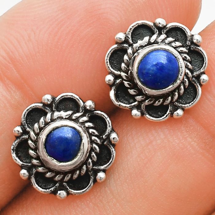 Lapis Lazuli Stud Earrings EXE01803 E-1121, 5x5 mm