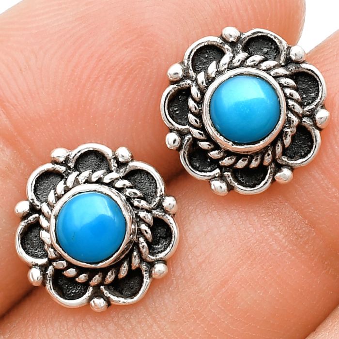 Sleeping Beauty Turquoise Stud Earrings EXE01833 E-1121, 5x5 mm