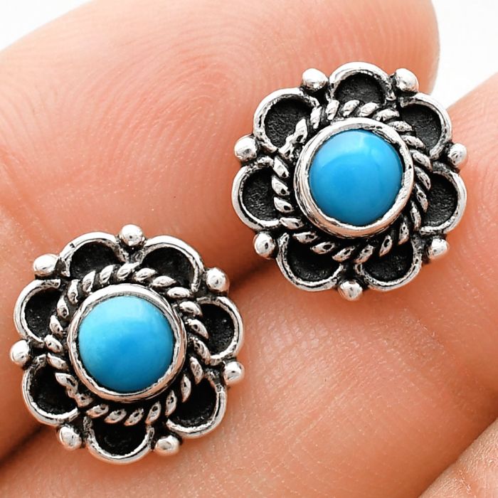 Sleeping Beauty Turquoise Stud Earrings EXE01834 E-1121, 5x5 mm