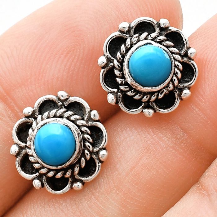 Sleeping Beauty Turquoise Stud Earrings EXE01835 E-1121, 5x5 mm