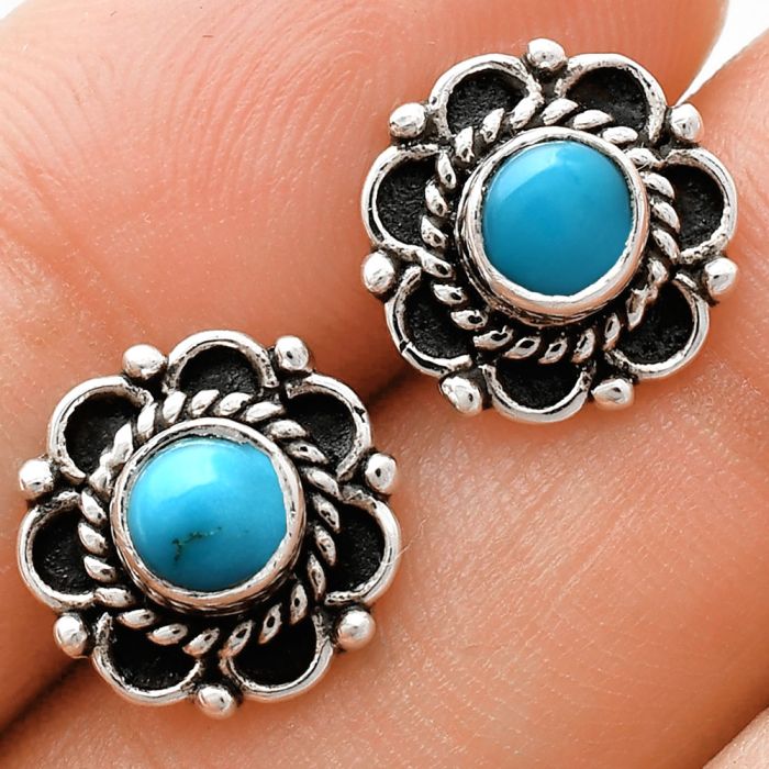 Sleeping Beauty Turquoise Stud Earrings EXE01836 E-1121, 5x5 mm