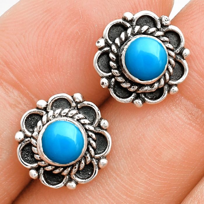 Sleeping Beauty Turquoise Stud Earrings EXE01837 E-1121, 5x5 mm