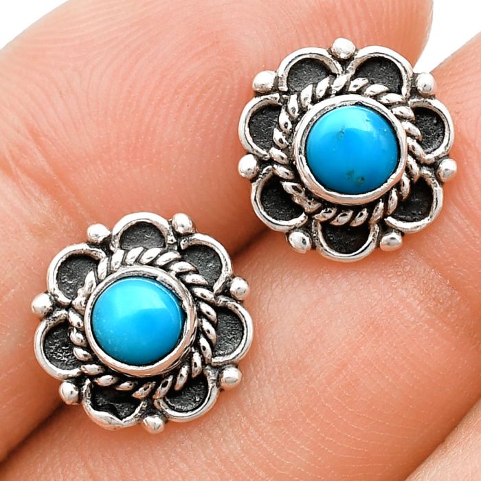 Sleeping Beauty Turquoise Stud Earrings EXE01838 E-1121, 5x5 mm