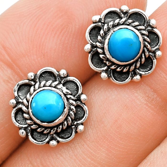 Sleeping Beauty Turquoise Stud Earrings EXE01839 E-1121, 5x5 mm