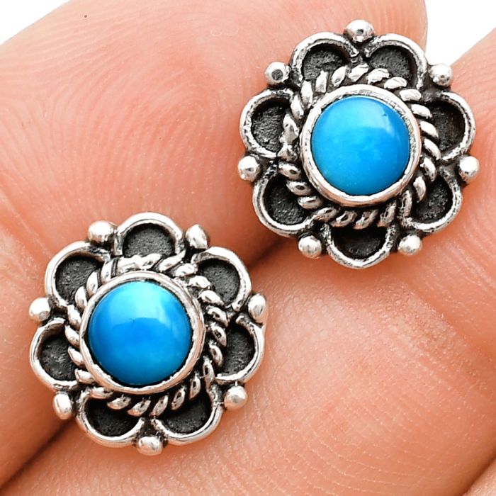 Sleeping Beauty Turquoise Stud Earrings EXE01840 E-1121, 5x5 mm