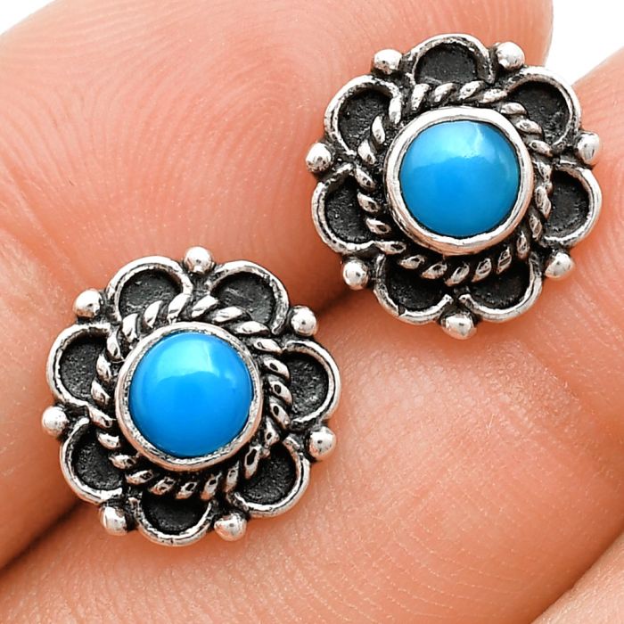 Sleeping Beauty Turquoise Stud Earrings EXE01841 E-1121, 5x5 mm