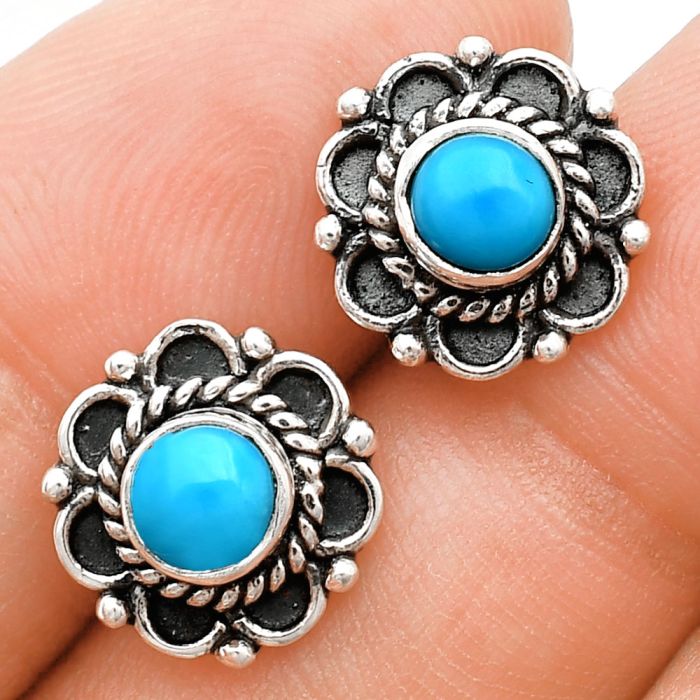 Sleeping Beauty Turquoise Stud Earrings EXE01842 E-1121, 5x5 mm