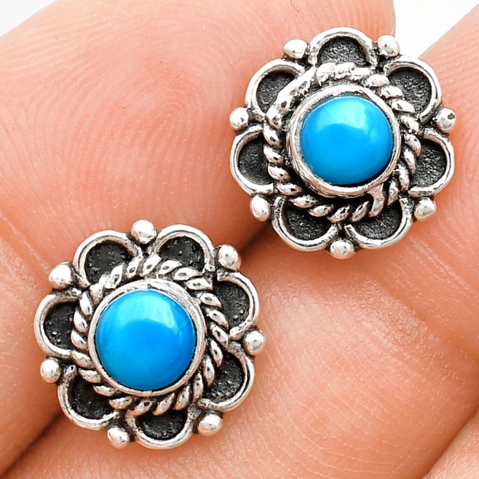 Sleeping Beauty Turquoise Stud Earrings EXE01843 E-1121, 5x5 mm