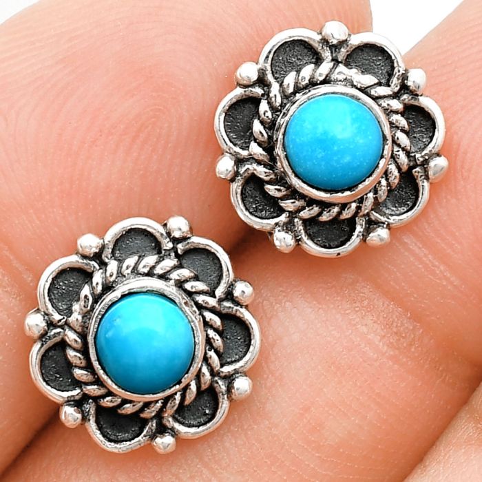 Sleeping Beauty Turquoise Stud Earrings EXE01844 E-1121, 5x5 mm