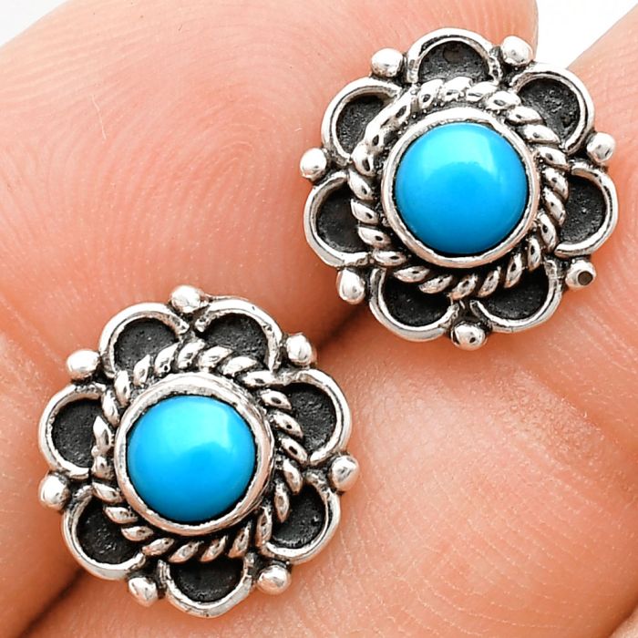 Sleeping Beauty Turquoise Stud Earrings EXE01845 E-1121, 5x5 mm