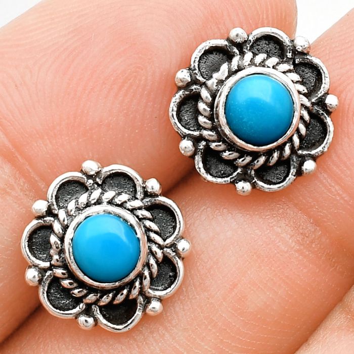 Sleeping Beauty Turquoise Stud Earrings EXE01846 E-1121, 5x5 mm