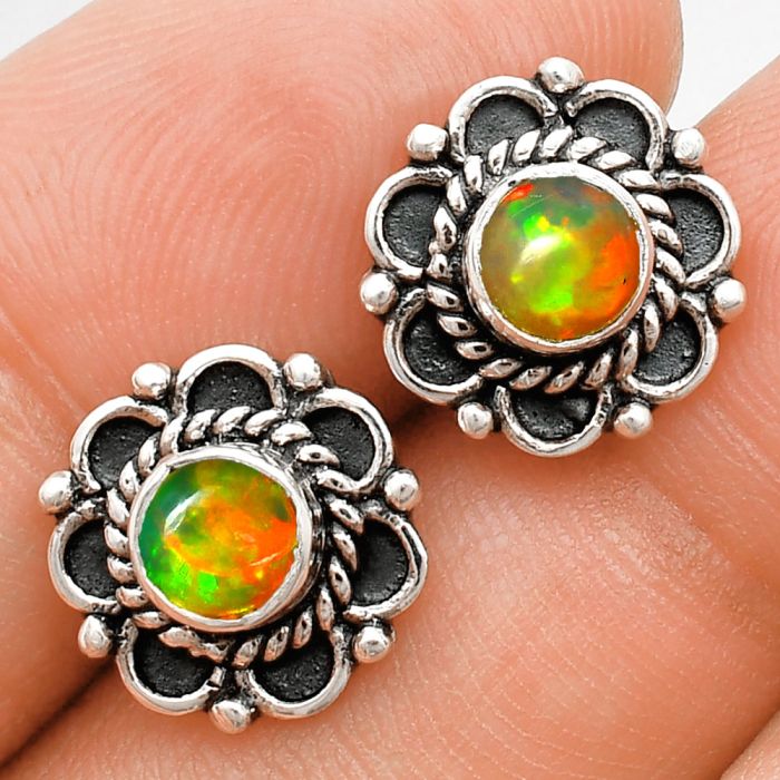 Ethiopian Opal Stud Earrings EXE01847 E-1121, 5x5 mm