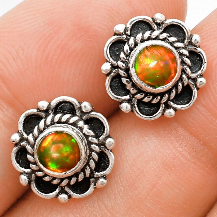 Ethiopian Opal Stud Earrings EXE01848 E-1121, 5x5 mm